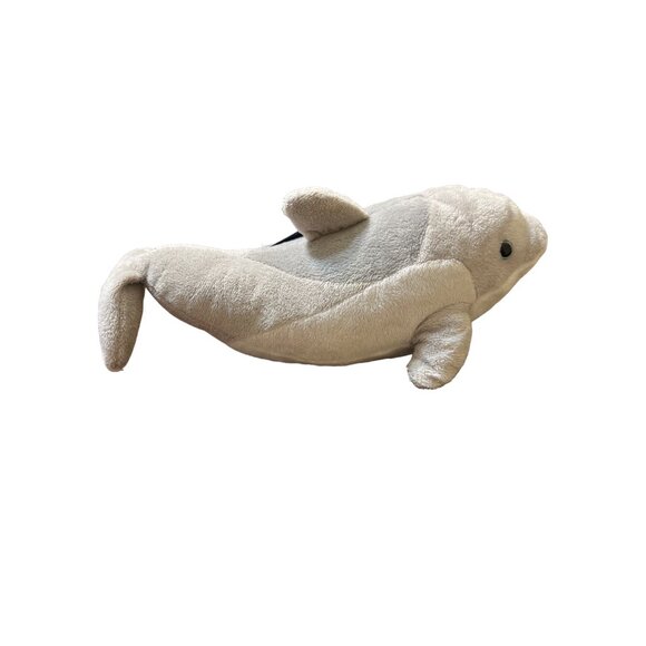 The Petting Zoo Aquatic Collection Dolphin Plush Gray White Blue Eyes 12" NWT - Picture 3 of 5